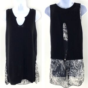 Coco + Carmen Sweater Vest Black Twofer V-Neck Open Back Sleeveless Sz S